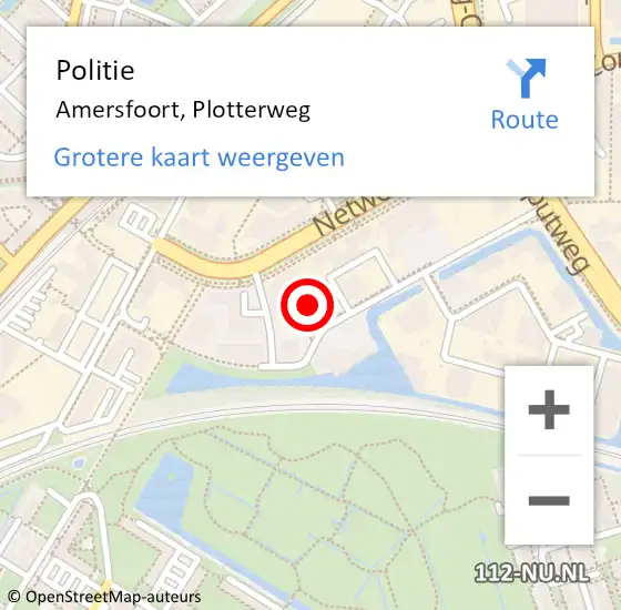 Locatie op kaart van de 112 melding: Politie Amersfoort, Plotterweg op 24 september 2024 17:42