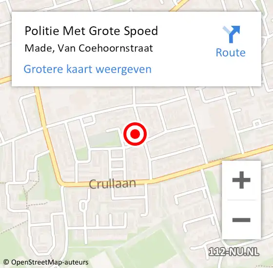 Locatie op kaart van de 112 melding: Politie Met Grote Spoed Naar Made, Van Coehoornstraat op 24 september 2024 17:56