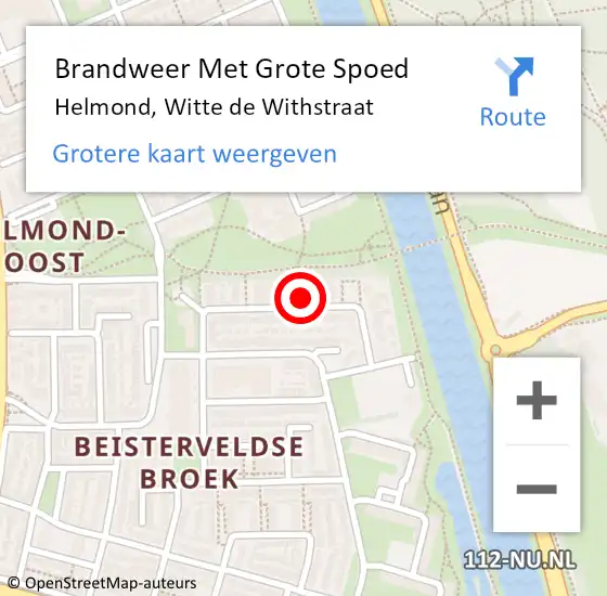 Locatie op kaart van de 112 melding: Brandweer Met Grote Spoed Naar Helmond, Witte de Withstraat op 24 september 2024 18:02