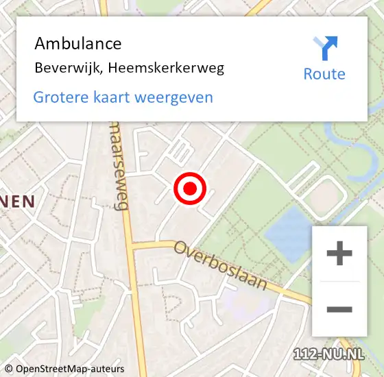 Locatie op kaart van de 112 melding: Ambulance Beverwijk, Heemskerkerweg op 24 september 2024 18:08