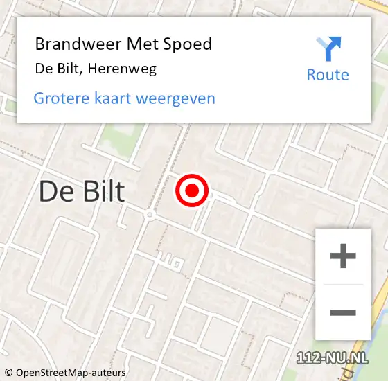 Locatie op kaart van de 112 melding: Brandweer Met Spoed Naar De Bilt, Herenweg op 24 september 2024 18:20