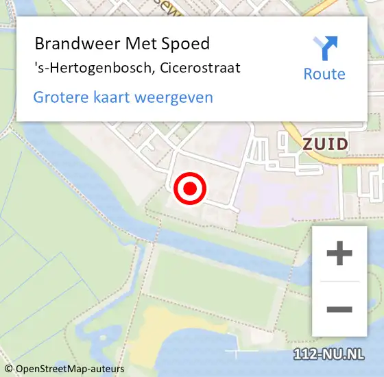 Locatie op kaart van de 112 melding: Brandweer Met Spoed Naar 's-Hertogenbosch, Cicerostraat op 24 september 2024 18:22