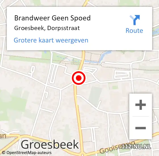 Locatie op kaart van de 112 melding: Brandweer Geen Spoed Naar Groesbeek, Dorpsstraat op 24 september 2024 18:27