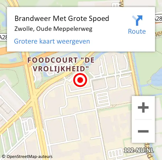 Locatie op kaart van de 112 melding: Brandweer Met Grote Spoed Naar Zwolle, Oude Meppelerweg op 24 september 2024 18:35