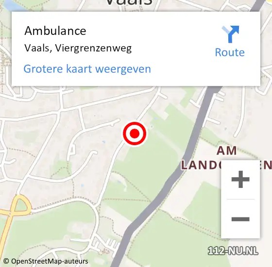 Locatie op kaart van de 112 melding: Ambulance Vaals, Viergrenzenweg op 21 oktober 2014 10:05