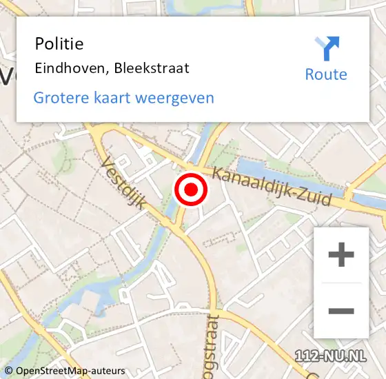 Locatie op kaart van de 112 melding: Politie Eindhoven, Bleekstraat op 24 september 2024 18:43