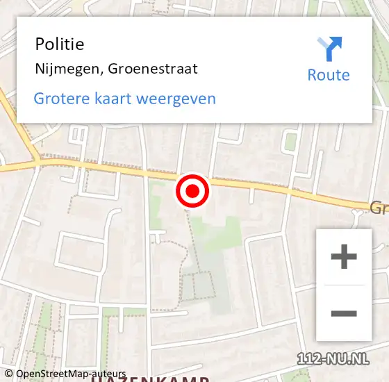 Locatie op kaart van de 112 melding: Politie Nijmegen, Groenestraat op 24 september 2024 18:49