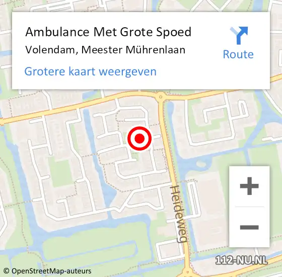 Locatie op kaart van de 112 melding: Ambulance Met Grote Spoed Naar Volendam, Meester Mührenlaan op 24 september 2024 19:07