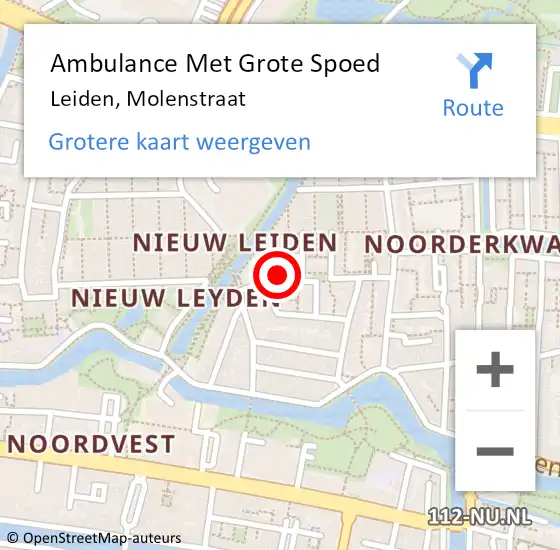 Locatie op kaart van de 112 melding: Ambulance Met Grote Spoed Naar Ter Aar, Molenstraat op 24 september 2024 19:07