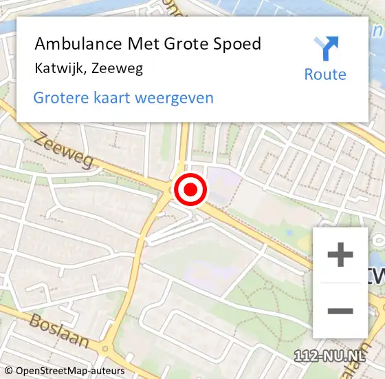 Locatie op kaart van de 112 melding: Ambulance Met Grote Spoed Naar Katwijk, Zeeweg op 24 september 2024 19:13