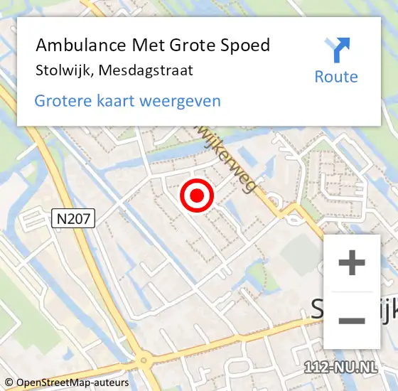 Locatie op kaart van de 112 melding: Ambulance Met Grote Spoed Naar Stolwijk, Mesdagstraat op 18 oktober 2013 10:36