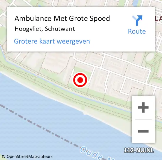 Locatie op kaart van de 112 melding: Ambulance Met Grote Spoed Naar Hoogvliet, Schutwant op 24 september 2024 19:29