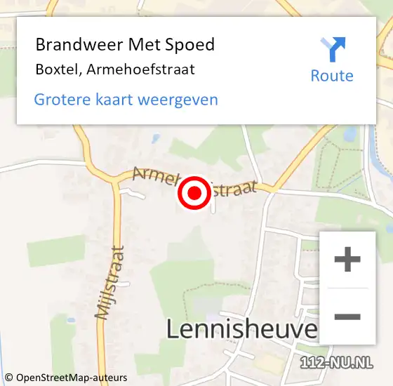 Locatie op kaart van de 112 melding: Brandweer Met Spoed Naar Boxtel, Armehoefstraat op 24 september 2024 19:31