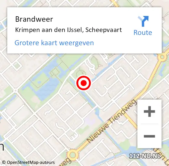 Locatie op kaart van de 112 melding: Brandweer Krimpen aan den IJssel, Scheepvaart op 24 september 2024 19:37