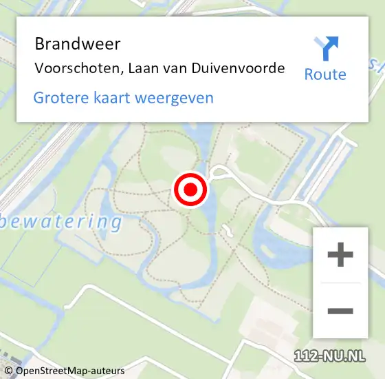 Locatie op kaart van de 112 melding: Brandweer Voorschoten, Laan van Duivenvoorde op 24 september 2024 19:39