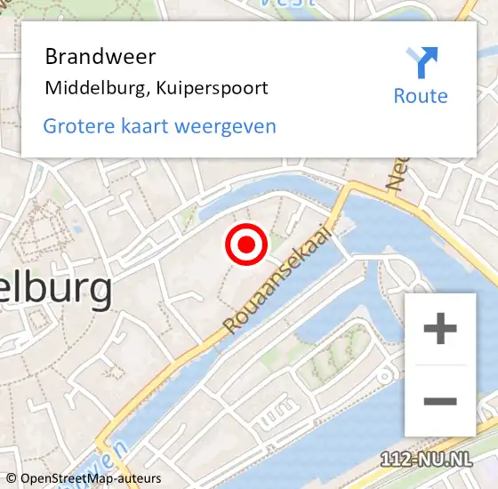 Locatie op kaart van de 112 melding: Brandweer Middelburg, Kuiperspoort op 24 september 2024 19:43