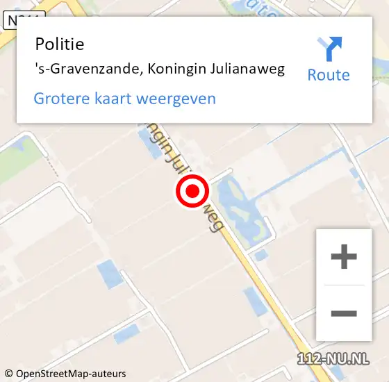 Locatie op kaart van de 112 melding: Politie 's-Gravenzande, Koningin Julianaweg op 21 oktober 2014 10:11