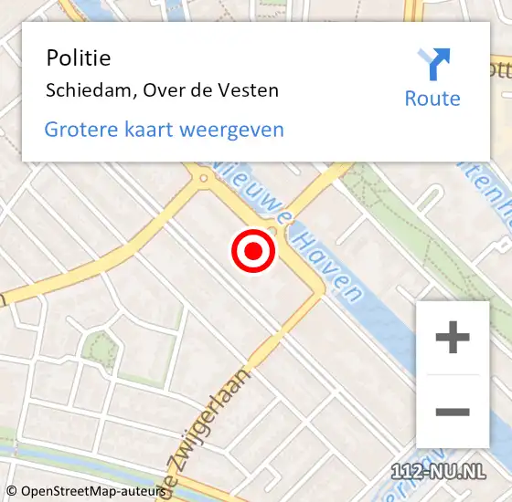 Locatie op kaart van de 112 melding: Politie Schiedam, Over de Vesten op 24 september 2024 19:50