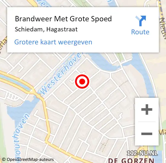 Locatie op kaart van de 112 melding: Brandweer Met Grote Spoed Naar Schiedam, Hagastraat op 24 september 2024 19:55