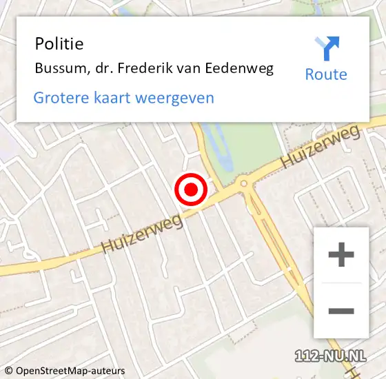 Locatie op kaart van de 112 melding: Politie Bussum, dr. Frederik van Eedenweg op 24 september 2024 19:56