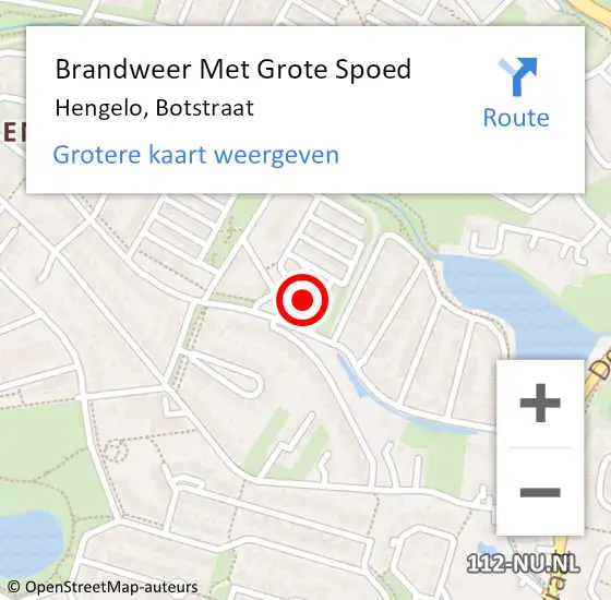 Locatie op kaart van de 112 melding: Brandweer Met Grote Spoed Naar Hengelo, Botstraat op 24 september 2024 20:20