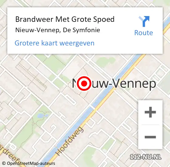 Locatie op kaart van de 112 melding: Brandweer Met Grote Spoed Naar Nieuw-Vennep, De Symfonie op 24 september 2024 20:25