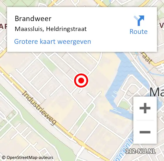 Locatie op kaart van de 112 melding: Brandweer Maassluis, Heldringstraat op 24 september 2024 20:26