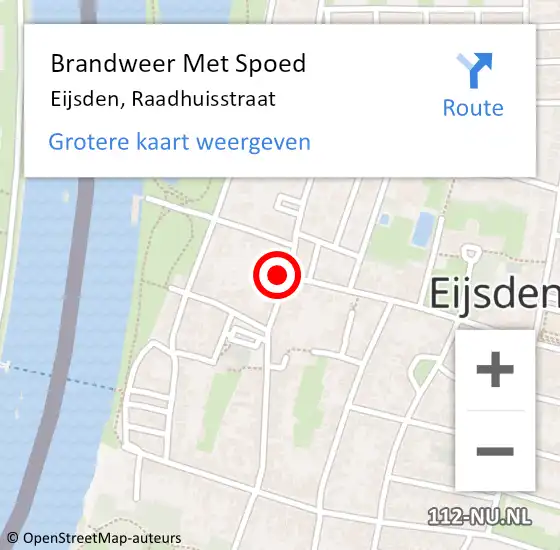 Locatie op kaart van de 112 melding: Brandweer Met Spoed Naar Eijsden, Raadhuisstraat op 24 september 2024 20:50