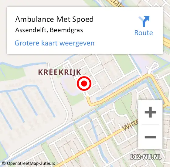 Locatie op kaart van de 112 melding: Ambulance Met Spoed Naar Assendelft, Beemdgras op 24 september 2024 21:23