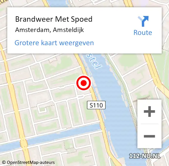 Locatie op kaart van de 112 melding: Brandweer Met Spoed Naar Amsterdam, Amsteldijk op 24 september 2024 21:24