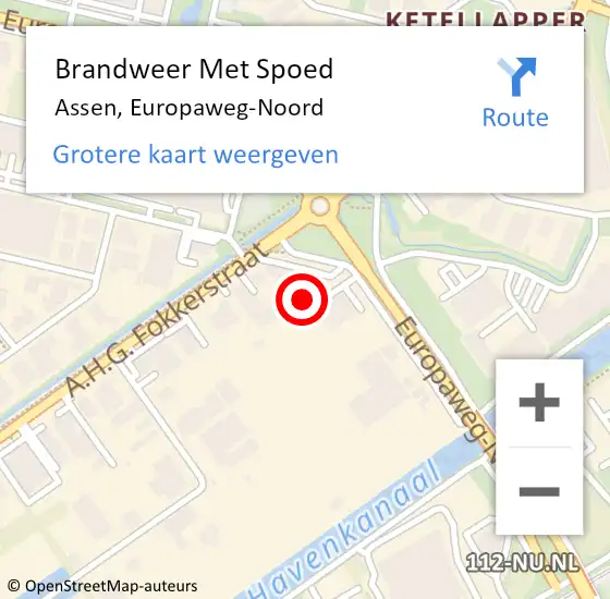 Locatie op kaart van de 112 melding: Brandweer Met Spoed Naar Assen, Europaweg-Noord op 24 september 2024 21:26