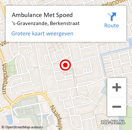 Locatie op kaart van de 112 melding: Ambulance Met Spoed Naar 's-Gravenzande, Berkenstraat op 24 september 2024 21:36