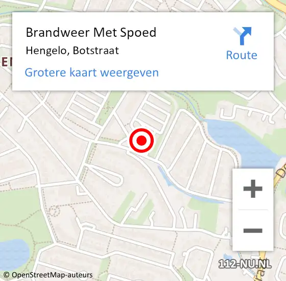 Locatie op kaart van de 112 melding: Brandweer Met Spoed Naar Hengelo, Botstraat op 24 september 2024 21:43