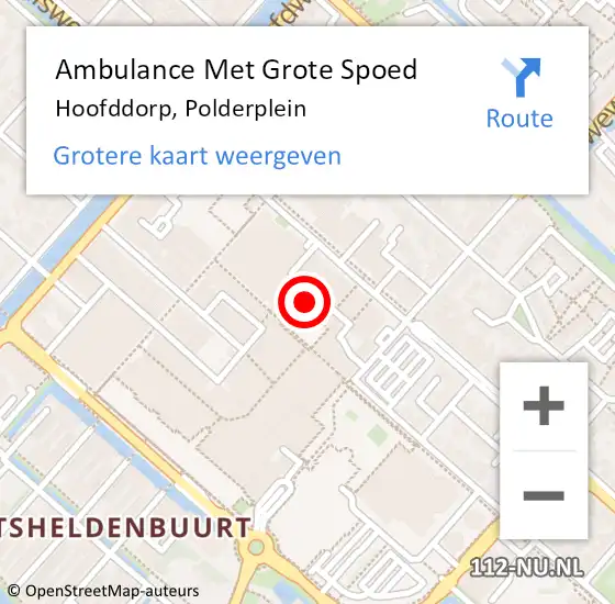 Locatie op kaart van de 112 melding: Ambulance Met Grote Spoed Naar Hoofddorp, Polderplein op 24 september 2024 22:22