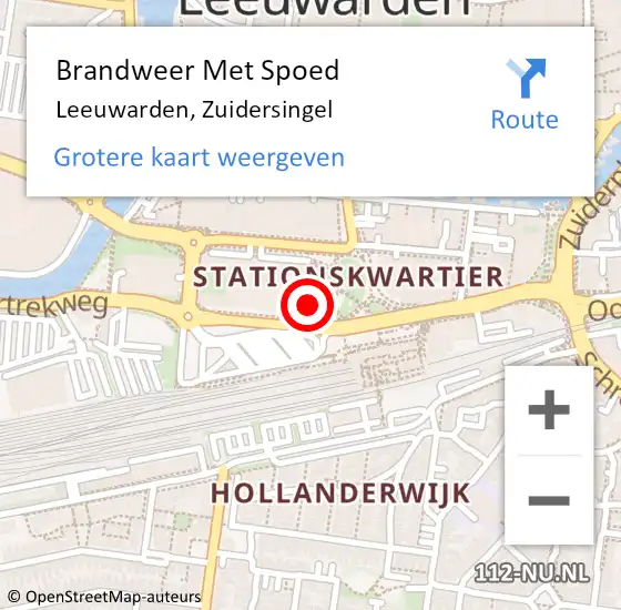 Locatie op kaart van de 112 melding: Brandweer Met Spoed Naar Leeuwarden, Zuidersingel op 24 september 2024 22:24