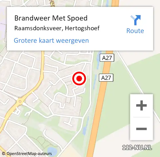 Locatie op kaart van de 112 melding: Brandweer Met Spoed Naar Raamsdonksveer, Hertogshoef op 24 september 2024 22:29