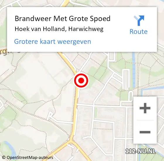 Locatie op kaart van de 112 melding: Brandweer Met Grote Spoed Naar Hoek van Holland, Harwichweg op 24 september 2024 22:30