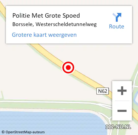 Locatie op kaart van de 112 melding: Politie Met Grote Spoed Naar Borssele, Westerscheldetunnelweg op 24 september 2024 22:30