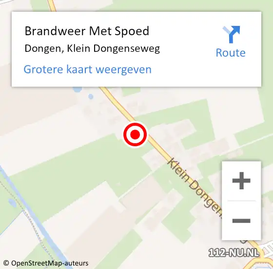 Locatie op kaart van de 112 melding: Brandweer Met Spoed Naar Dongen, Klein Dongenseweg op 24 september 2024 22:32