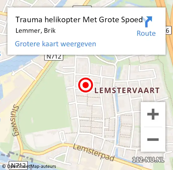 Locatie op kaart van de 112 melding: Trauma helikopter Met Grote Spoed Naar Lemmer, Brik op 24 september 2024 22:34