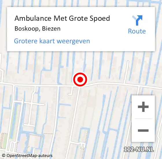 Locatie op kaart van de 112 melding: Ambulance Met Grote Spoed Naar Boskoop, Biezen op 24 september 2024 23:08