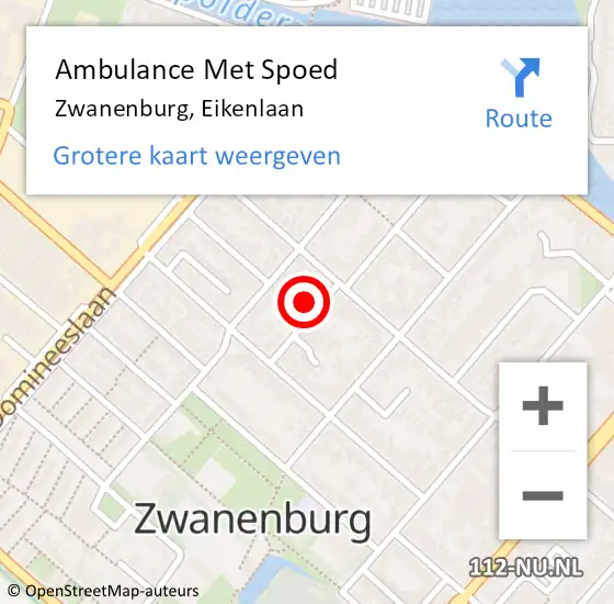 Locatie op kaart van de 112 melding: Ambulance Met Spoed Naar Zwanenburg, Eikenlaan op 24 september 2024 23:42