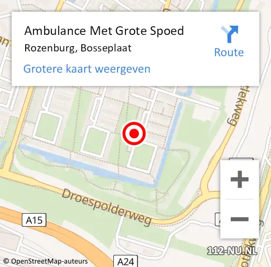 Locatie op kaart van de 112 melding: Ambulance Met Grote Spoed Naar Rozenburg, Bosseplaat op 24 september 2024 23:52