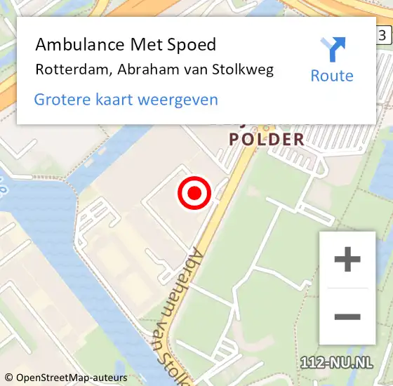 Locatie op kaart van de 112 melding: Ambulance Met Spoed Naar Rotterdam, Abraham van Stolkweg op 24 september 2024 23:59