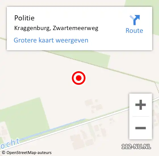 Locatie op kaart van de 112 melding: Politie Kraggenburg, Zwartemeerweg op 25 september 2024 00:00