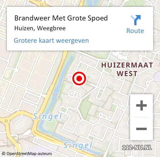 Locatie op kaart van de 112 melding: Brandweer Met Grote Spoed Naar Huizen, Weegbree op 25 september 2024 00:02