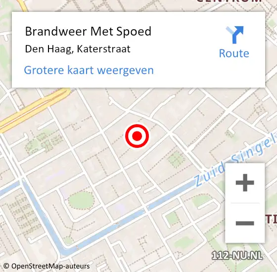 Locatie op kaart van de 112 melding: Brandweer Met Spoed Naar Den Haag, Katerstraat op 25 september 2024 00:24