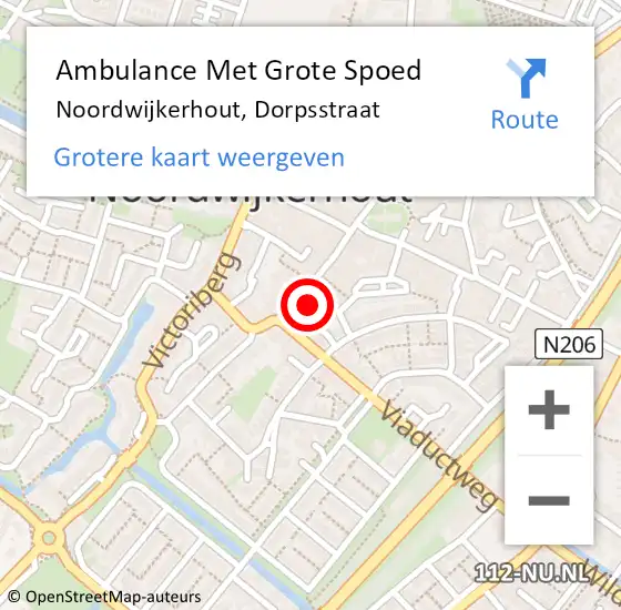 Locatie op kaart van de 112 melding: Ambulance Met Grote Spoed Naar Noordwijkerhout, Dorpsstraat op 25 september 2024 00:29