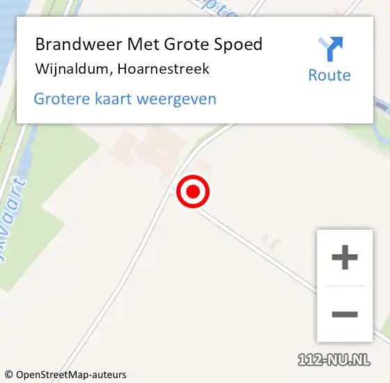 Locatie op kaart van de 112 melding: Brandweer Met Grote Spoed Naar Wijnaldum, Hoarnestreek op 21 oktober 2014 10:27