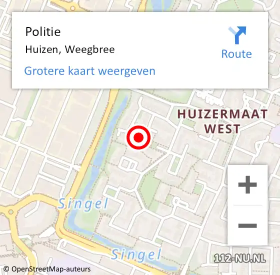 Locatie op kaart van de 112 melding: Politie Huizen, Weegbree op 25 september 2024 00:41